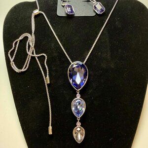 Swarovski Purple Pear Drop Necklace & Leverback Earrings | $168 Retail | NIB